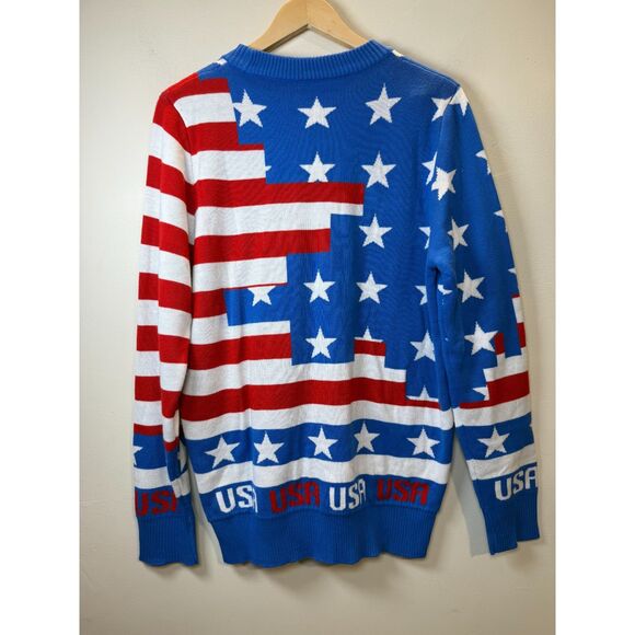 LA Police Gear American Flag USA Ugly Christmas Pullover Sweater Men's Size M - Picture 6 of 6